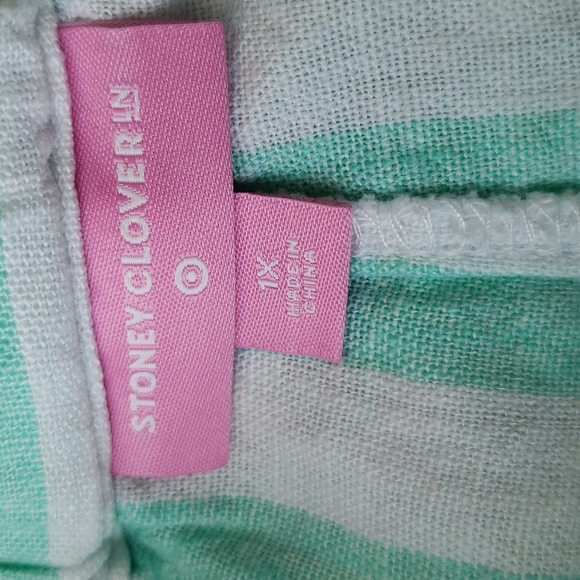 NWT Stoney Clover Lane green & white women's vertical striped shorts plus sizes - Picture 5 of 9